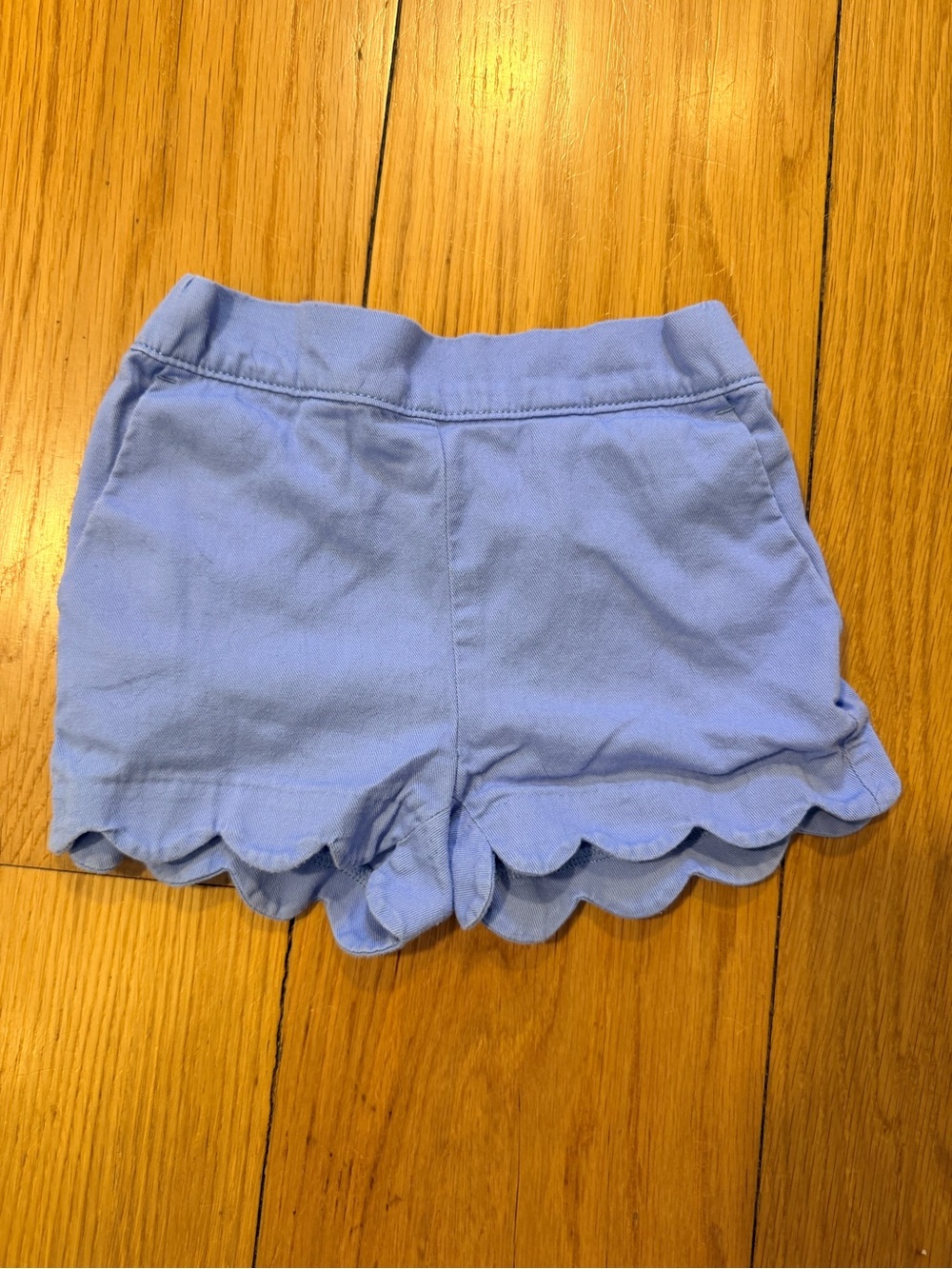 Crewcuts Blue Girls Elastic-Waist Shorts with Scalloped Hem